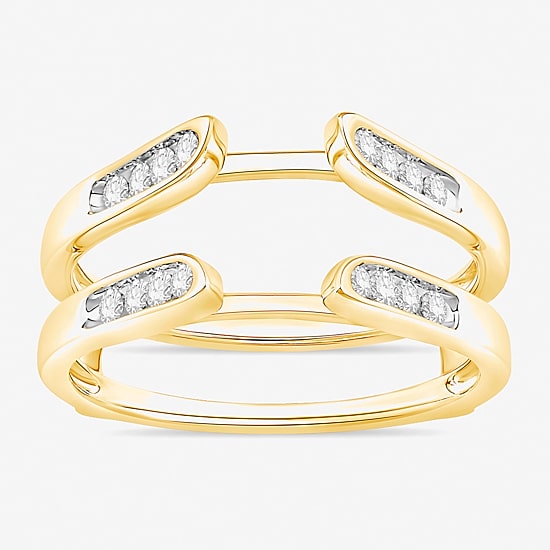 Womens 1/4 CT. T.W. Natural White Diamond 10K Gold Wedding Ring Guard
