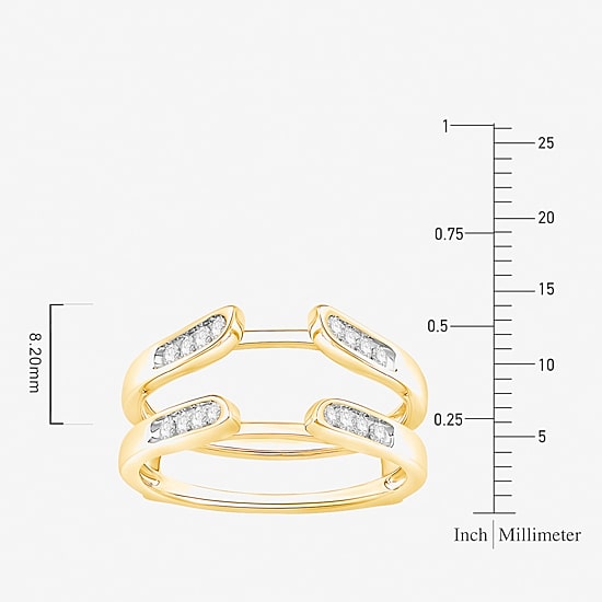 Womens 1/4 CT. T.W. Natural White Diamond 10K Gold Wedding Ring Guard