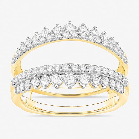 Womens 1 CT. T.W. Natural White Diamond 10K Gold Wedding Ring Guard