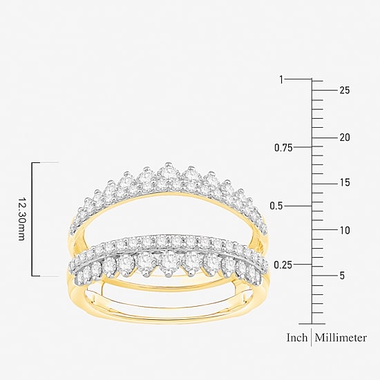 Womens 1 CT. T.W. Natural White Diamond 10K Gold Wedding Ring Guard