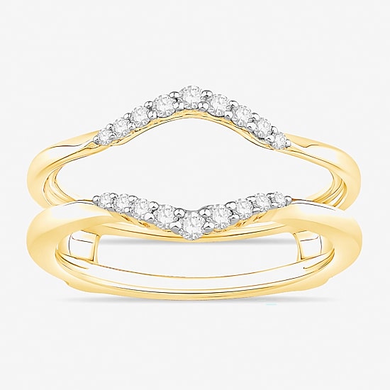 Womens 1/5 CT. Natural White Diamond 10K Gold Wedding Ring Guard