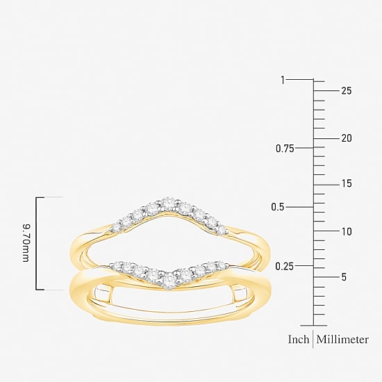Womens 1/5 CT. Natural White Diamond 10K Gold Wedding Ring Guard