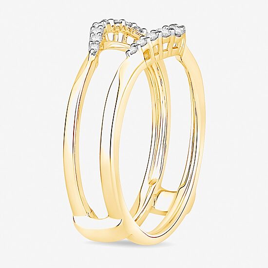 Womens 1/5 CT. Natural White Diamond 10K Gold Wedding Ring Guard