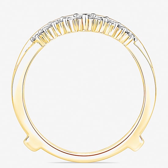 Womens 1/2 CT. T.W. Natural White Diamond 10K Gold Wedding Ring Guard