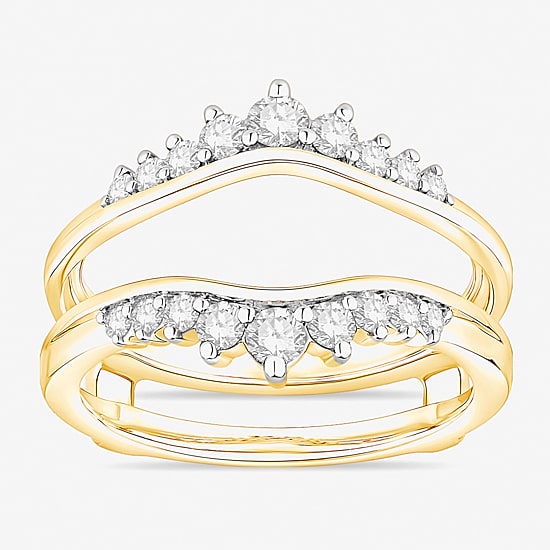 Womens 1/2 CT. T.W. Natural White Diamond 10K Gold Wedding Ring Guard