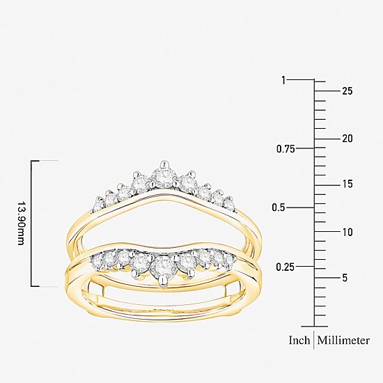 Womens 1/2 CT. T.W. Natural White Diamond 10K Gold Wedding Ring Guard