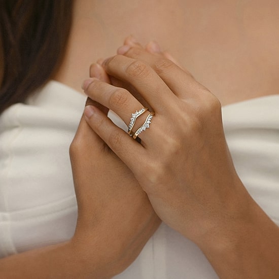 Womens 1/2 CT. T.W. Natural White Diamond 10K Gold Wedding Ring Guard