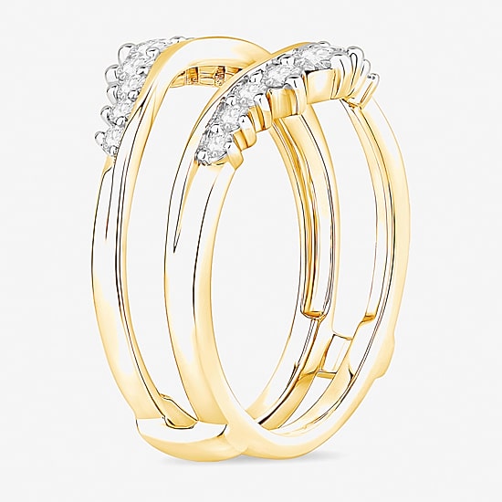 Womens 1/2 CT. T.W. Natural White Diamond 10K Gold Wedding Ring Guard
