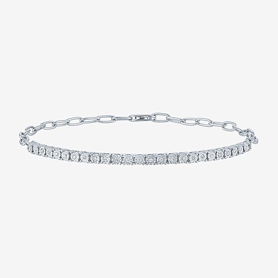 Yes, Please! (G-H / I1-I2) Womens Diamond Accent Lab Grown White Diamond Sterling Silver 18 Inch Tennis Bracelet