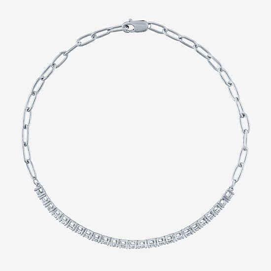 Yes, Please! (G-H / I1-I2) Womens Diamond Accent Lab Grown White Diamond Sterling Silver 18 Inch Tennis Bracelet