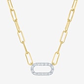 Yes, Please! (G-H / I1-12) Womens Diamond Accent Lab Grown White Diamond 14K Gold Over Silver Paperclip 18 Inch Pendant Necklace