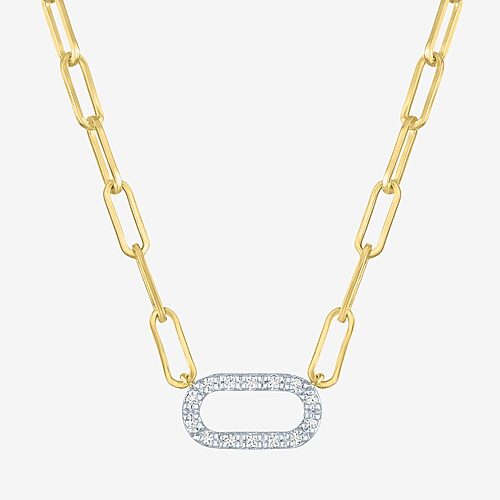 Yes, Please! (G-H / I1-12) Womens Diamond Accent Lab Grown White Diamond 14K Gold Over Silver Paperclip 18 Inch Pendant Necklace, One Size