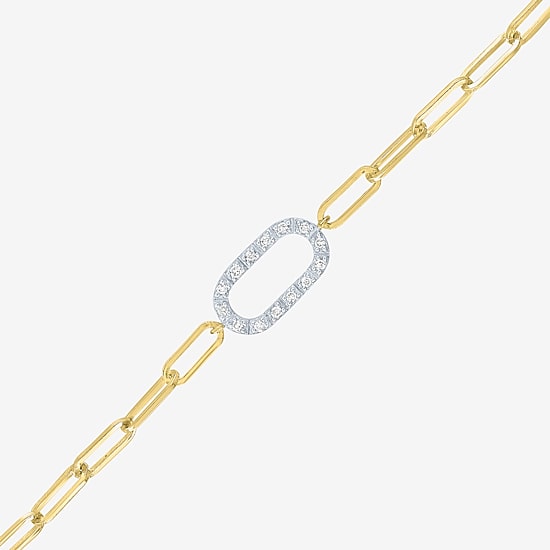 Yes, Please! (G-H / I1-I2) Womens Lab Grown Diamond 14K Gold Over Silver 18 Inch Paperclip Chain Bracelet