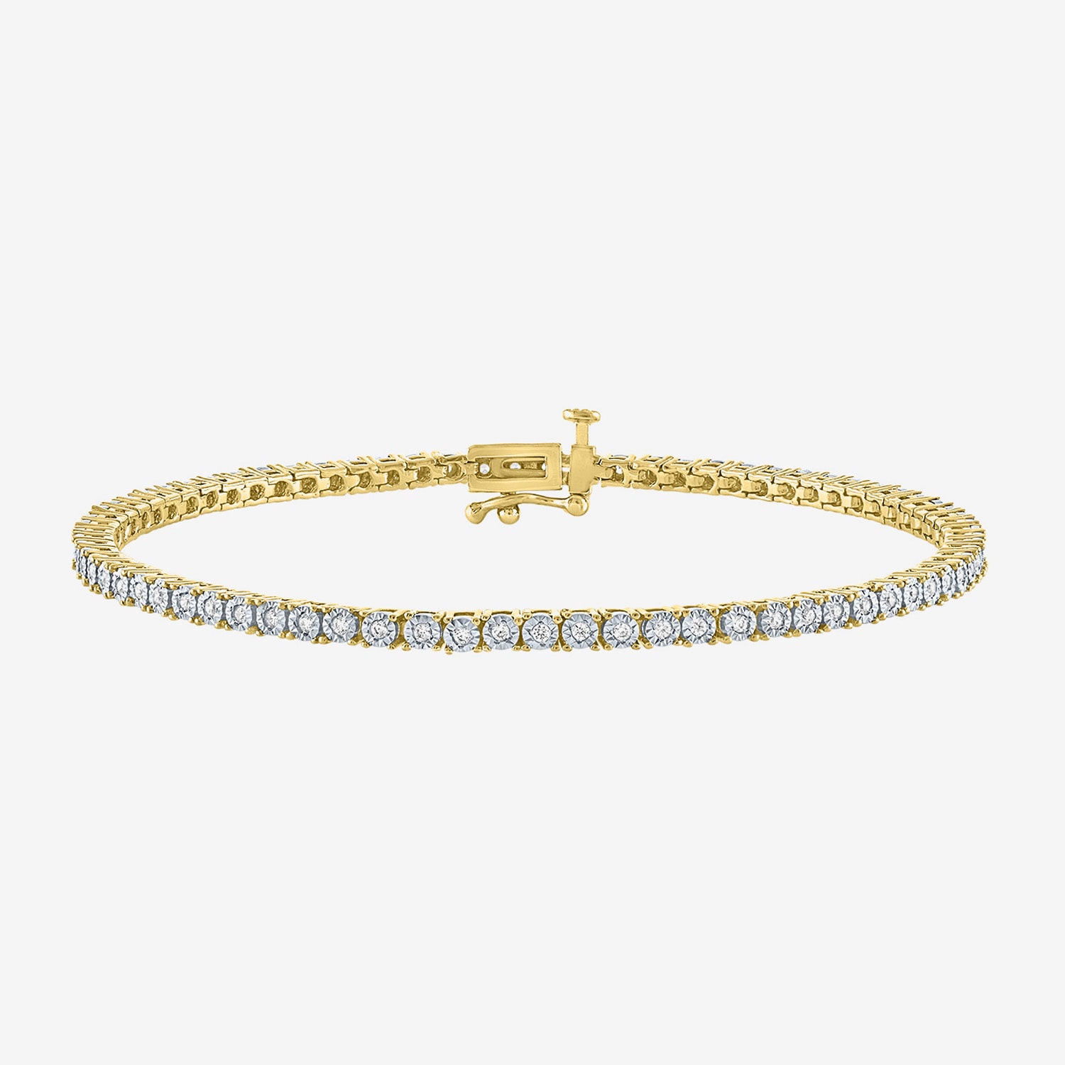 (G-H / I1-I2) Womens 1/2 CT. T.W. Lab Grown White Diamond 14K Gold Over Silver Sterling 7.25 Inch Tennis Bracelet