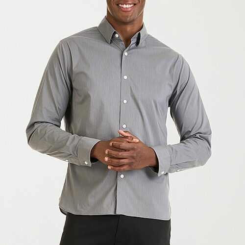 Van Heusen Everyday Defense Stain Shield Mens Long Sleeve Slim Fit Stretch Fabric Button-Down Shirt, Xx-large, Gray