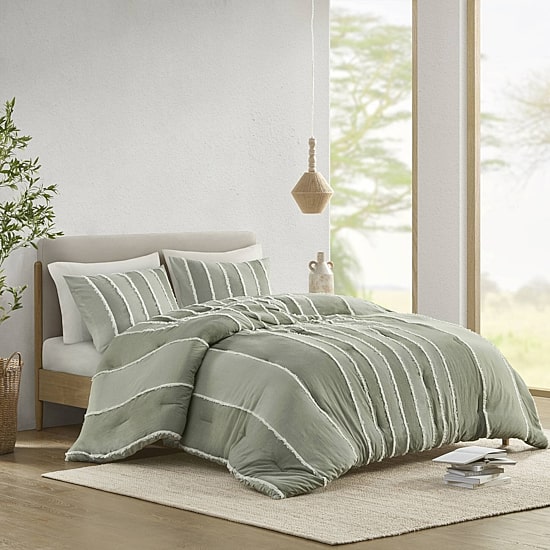INK+IVY Shay Striped Cotton 3-pc. Midweight Comforter Set