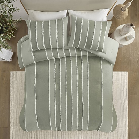 INK+IVY Shay Striped Cotton 3-pc. Midweight Comforter Set