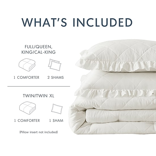 510 Design Phoebe Diamond Quilted Ruffle Edge Midweight Comforter Set