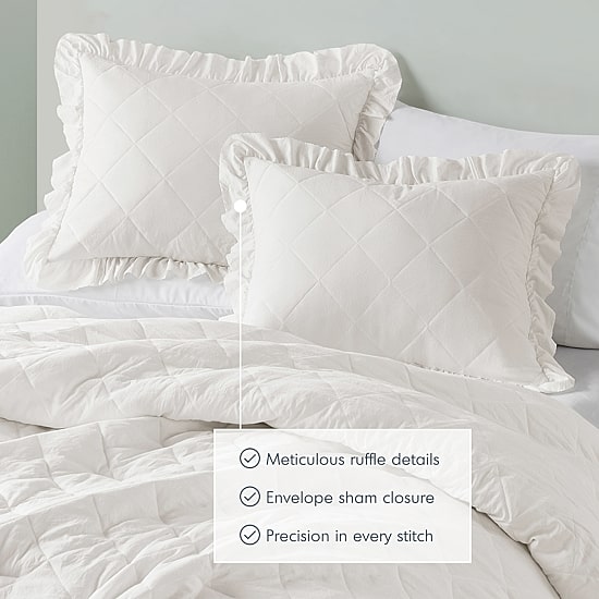 510 Design Phoebe Diamond Quilted Ruffle Edge Midweight Comforter Set