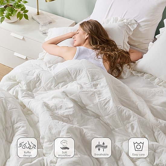 510 Design Phoebe Diamond Quilted Ruffle Edge Midweight Comforter Set