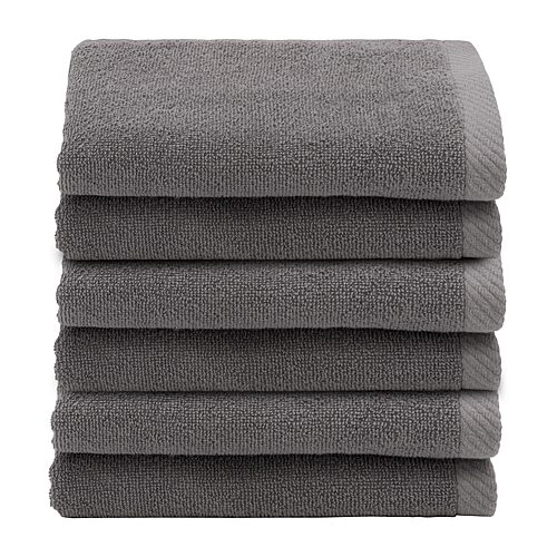 Linum Home Ediree Turkish Cotton 6 Piece Fingertip Towels Set - Charcoal