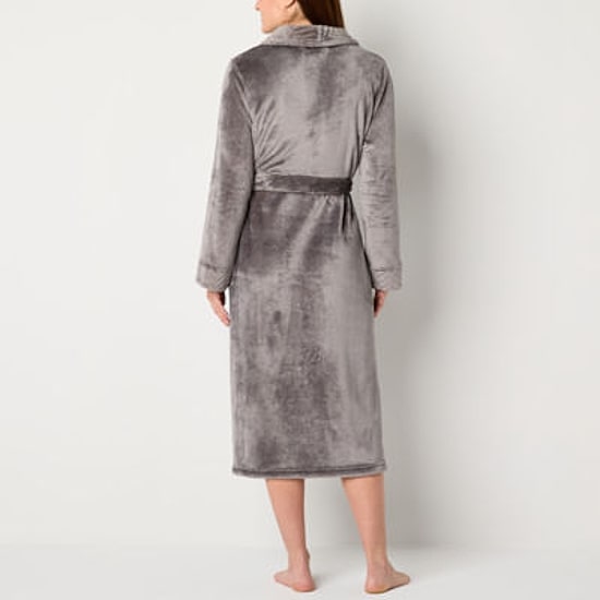 Liz Claiborne Womens Fleece Long Sleeve Long Length Robe