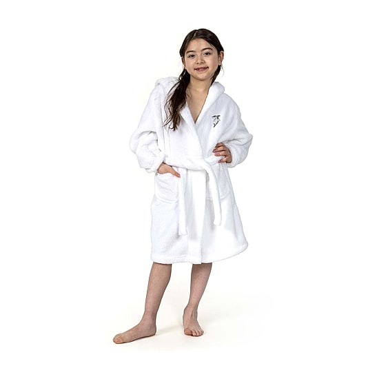 Linum Home Textiles Plush Shark Kids Bathrobe Unisex Long Sleeve Long Length Bathrobe