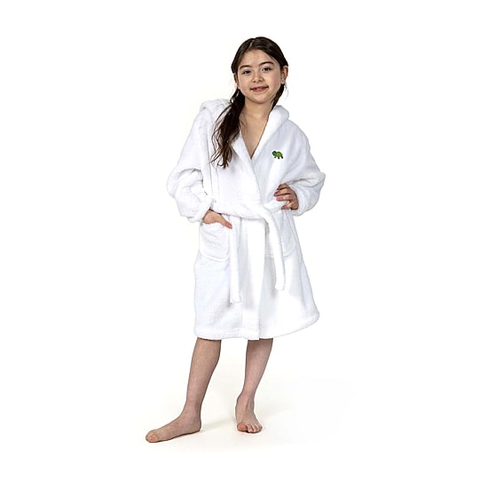 Linum Home Textiles Plush Turtle Kids Bathrobe Unisex Long Sleeve Long Length Robe
