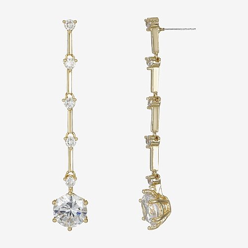 Sparkle Allure Womens Cubic Zirconia 14K Gold Over Brass Round Drop Earrings, One Size