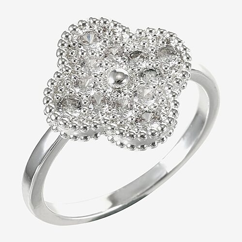 Sparkle Allure Womens Cubic Zirconia Pure Silver Over Brass Clover Cocktail Ring, 9