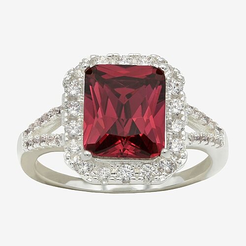 Sparkle Allure Womens Red Crystal Pure Silver Over Brass Halo Cocktail Ring, 9