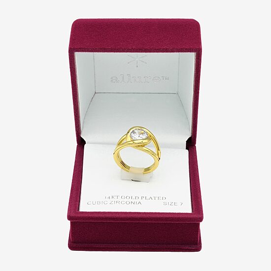 Sparkle Allure Womens Cubic Zirconia 14K Gold Over Brass Round Cocktail Ring