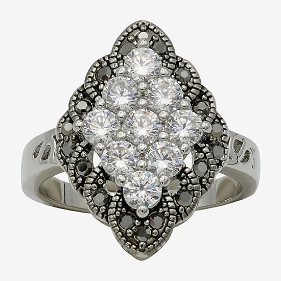 Sparkle Allure Womens Cubic Zirconia Pure Silver Over Brass Cocktail Ring