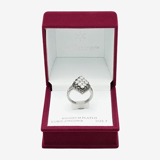 Sparkle Allure Womens Cubic Zirconia Pure Silver Over Brass Cocktail Ring