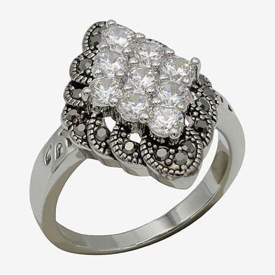 Sparkle Allure Womens Cubic Zirconia Pure Silver Over Brass Cocktail Ring