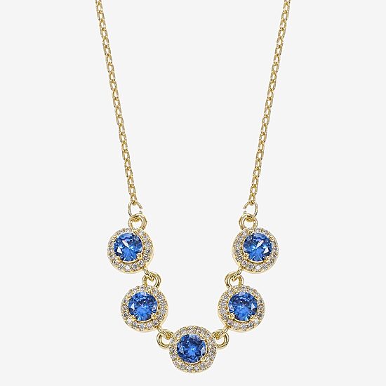 Sparkle Allure Womens Blue 14K Gold Over Brass 18 Inch Collar Necklace