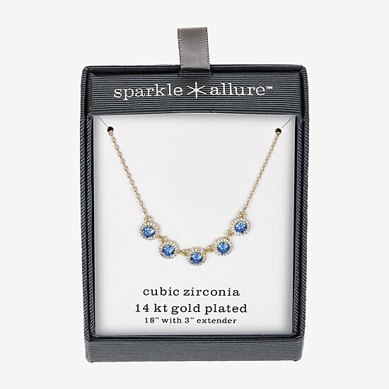 Sparkle Allure Womens Blue 14K Gold Over Brass 18 Inch Collar Necklace