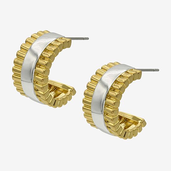 Silver Reflections Womens 14K Gold Over Brass 17.9mm Hoop Earrings