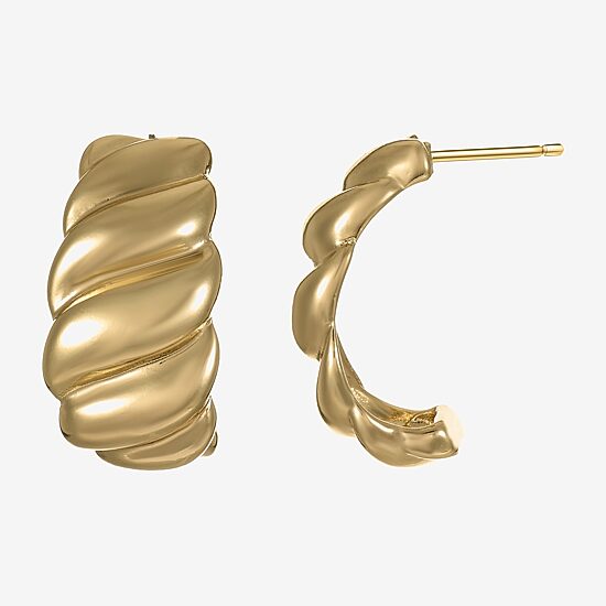 Silver Reflections Womens 14K Gold Over Brass 27.5mm Hoop Earrings