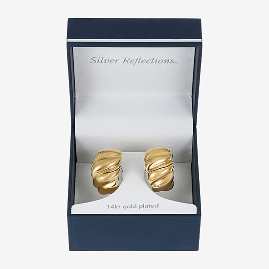Silver Reflections Womens 14K Gold Over Brass 27.5mm Hoop Earrings