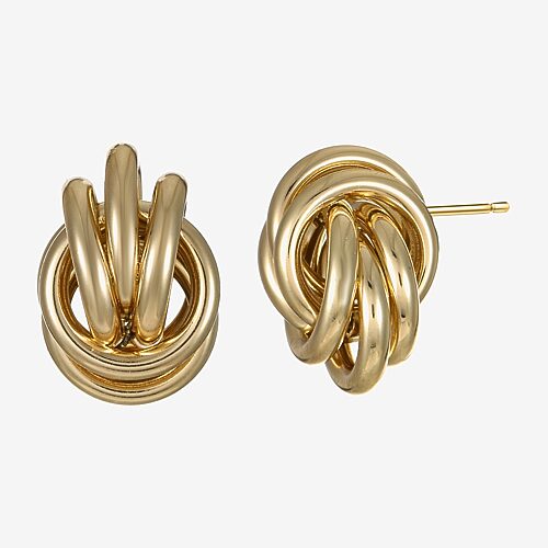 Silver Reflections 14K Gold Over Brass 25mm Knot Stud Earrings, One Size