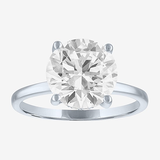Bridal Addiction Womens 4 1/7 Ct. T.W. Lab Grown White Diamond 14K Gold Round Solitaire Engagement Ring