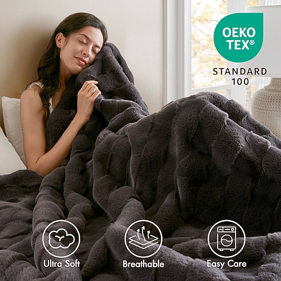 Madison Park Camille Faux Fur Washable Midweight Throw