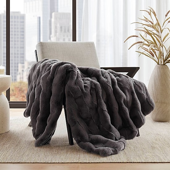 Madison Park Camille Faux Fur Washable Midweight Throw