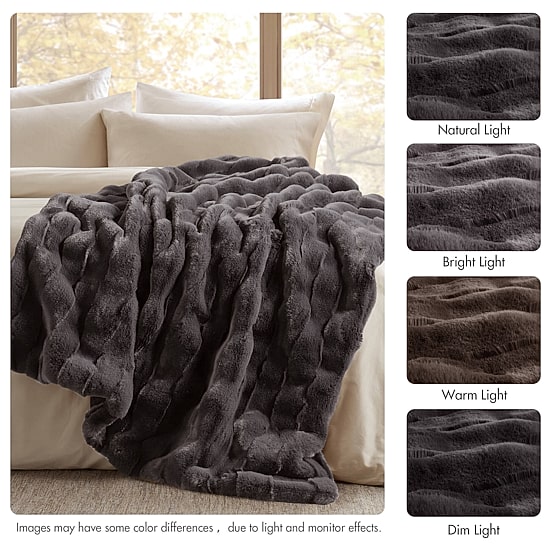 Madison Park Camille Faux Fur Washable Midweight Throw