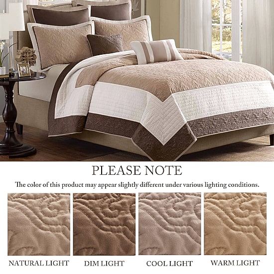 Madison Park Danville 7-Pc Quilt Set with Euro Shams and Throw Pillows
