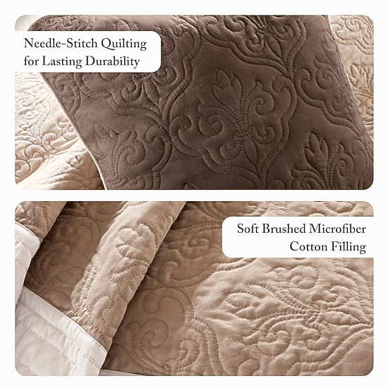 Madison Park Danville 7-Pc Quilt Set with Euro Shams and Throw Pillows