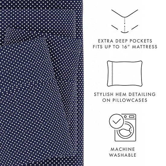 Casual Comfort Heart Pattern Deep Pocket Sheet Set