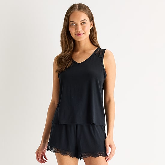 Ambrielle Womens V Neck Sleeveless Pajama Top