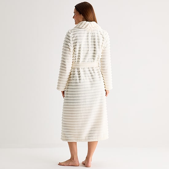 Liz Claiborne Womens Fleece Long Sleeve Long Length Robe